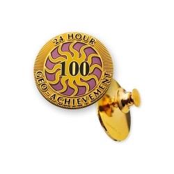 Pin 24 Hours 100 Caches Geo-Achievement
