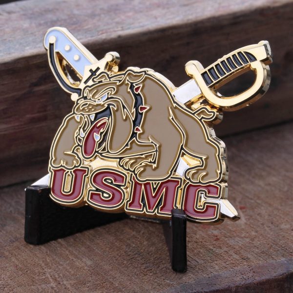 USMC Mascot Crossed Swords Challenge Coin