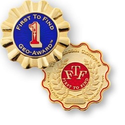 First to Find Geocoin - polished gold