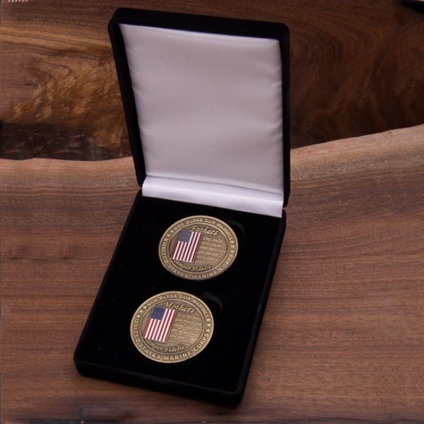 Marine Mom and Dad Challenge Coin Set With Velvet Box