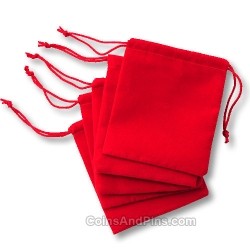Velvet Coin Pouch, Red - 5 pack